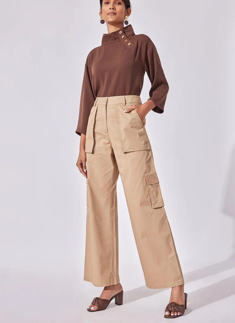 ذا ليبل لايف بنطلون كارجو واسع بخصر مرتفع